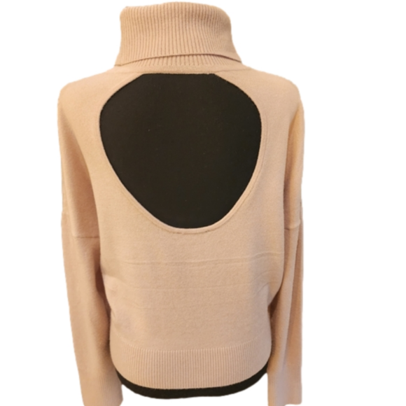 Express Tan Open Back Long Sleeve Turtleneck Sweater Medium - Picture 3 of 3